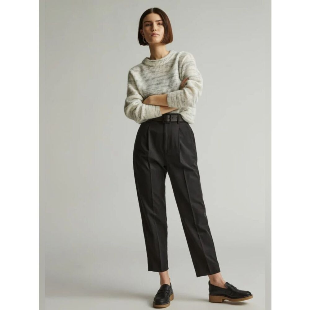 New Everlane THE DRAPER TAPERED PANT IN BUTTERSMOOTH Black Size 2